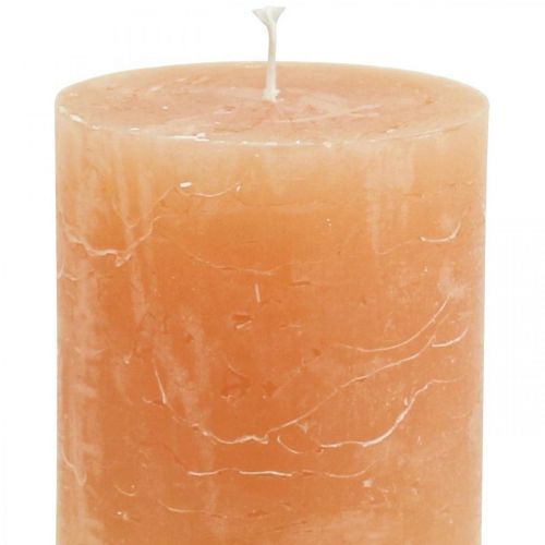 Product Solid Colored Candles Orange Peach Pillar Candles 70×80mm 4 Pcs