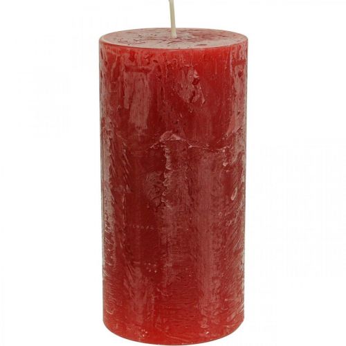 Floristik24 Solid Colored Candles Red Rustic Self-Extinguishing 70×140mm 4 Pcs