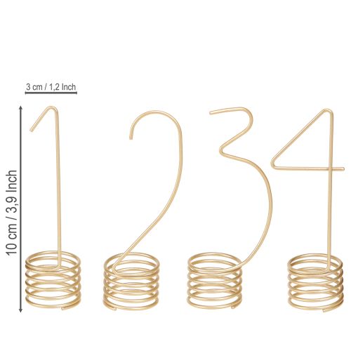 Product Candle decoration Advent numbers 1-4 matt gold metal H10cm 4 pcs