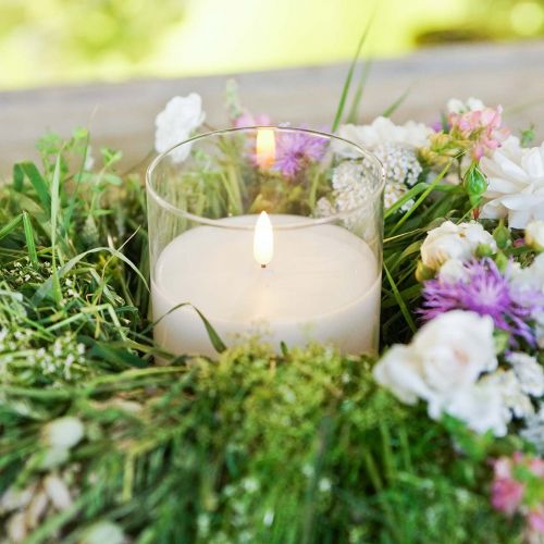 Product Candle decoration LED candle in glass real wax white Ø10cm H13cm