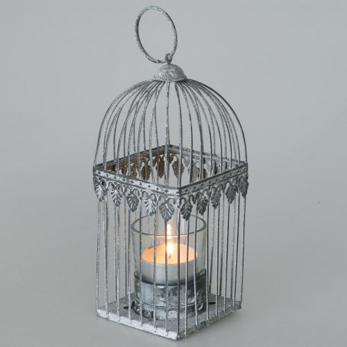 Floristik24 Candle decoration, bird cage with tealight glass, metal lantern, wedding decoration, lantern 22cm