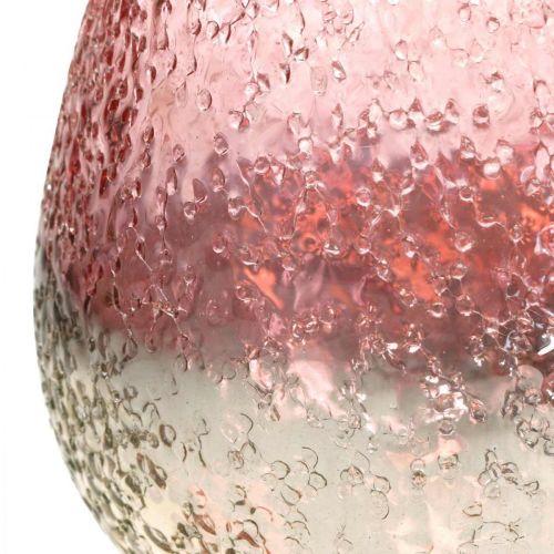 Floristik24 Glass lantern, tealight holder, table decoration, candle glass pink / silver Ø15cm H15cm