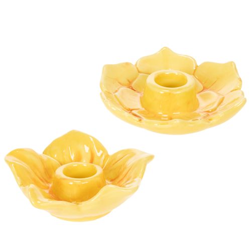 Floristik24 Ceramic taper candle holders, decorative flower shape for stylish table decoration, 11cm, 2 pieces