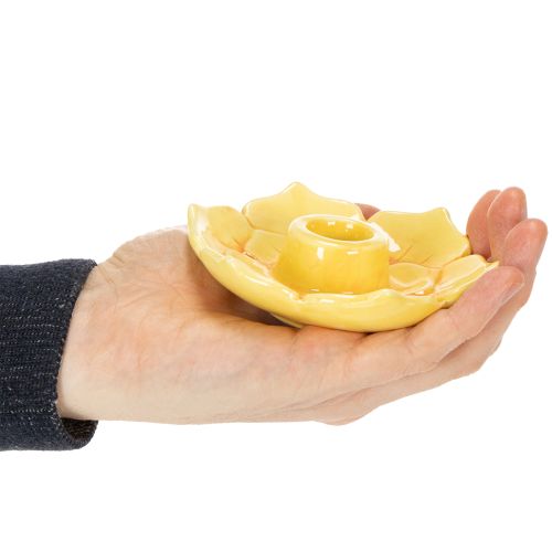 Product Ceramic taper candle holders, decorative flower shape for stylish table decoration, 11cm, 2 pieces