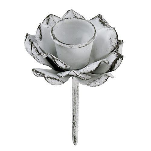 Floristik24 Candle holder flower shape white shabby Ø5.8cm H6.8cm 4pcs