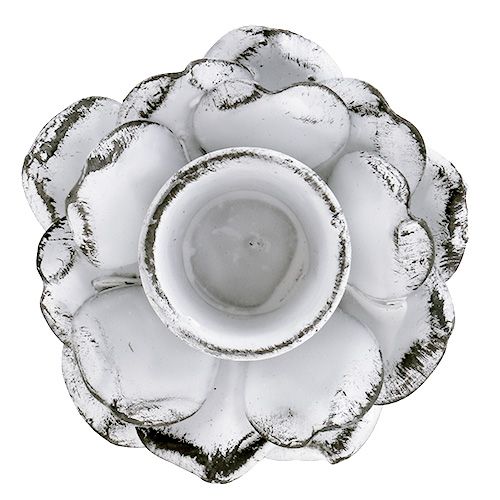 Floristik24 Candle holder flower shape white shabby Ø5.8cm H6.8cm 4pcs