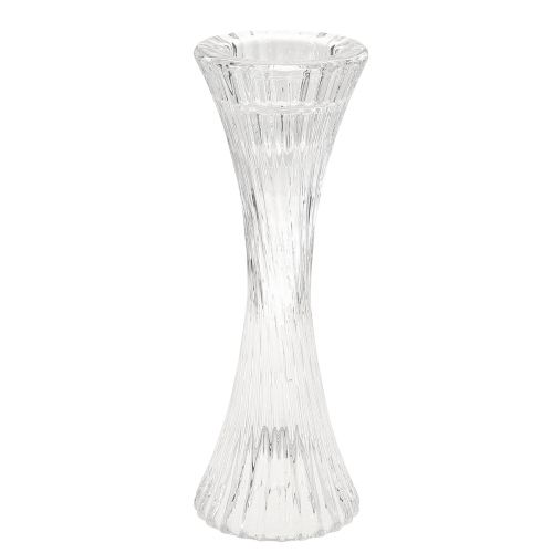 Product Candle Holder Glass Clear Candle Holder Grooves H20cm 2pcs