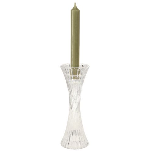 Product Candle Holder Glass Clear Candle Holder Grooves H20cm 2pcs