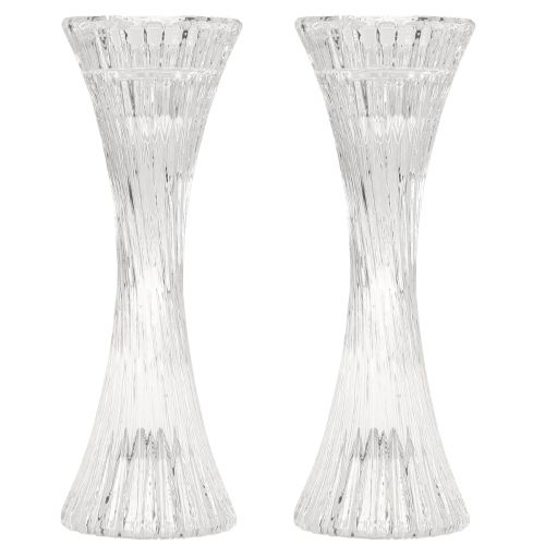 Product Candle Holder Glass Clear Candle Holder Grooves H20cm 2pcs