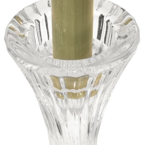 Product Candle Holder Glass Clear Candle Holder Grooves H20cm 2pcs