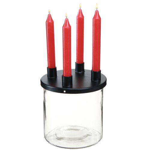 Floristik24 Candle holder glass Rod candle holder decoration glass H11cm Ø10cm