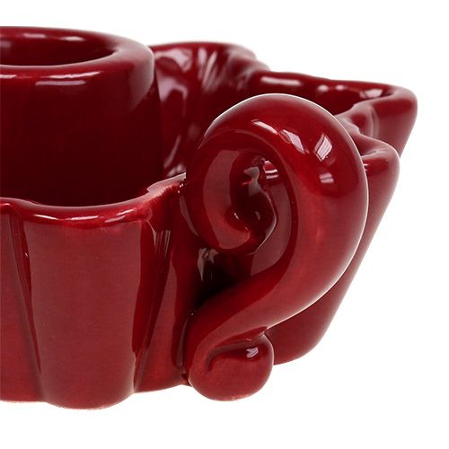 Floristik24 Candlestick Ceramic Red Ø12cm 2pcs