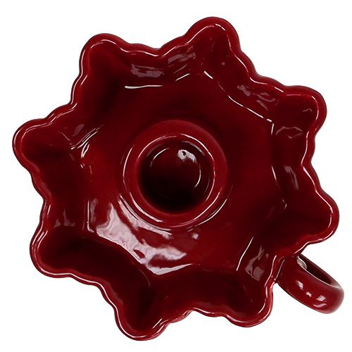 Floristik24 Candlestick Ceramic Red Ø12cm 2pcs