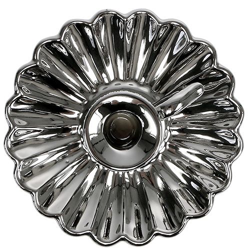 Floristik24 Candlestick Ceramic Silver Ø16cm