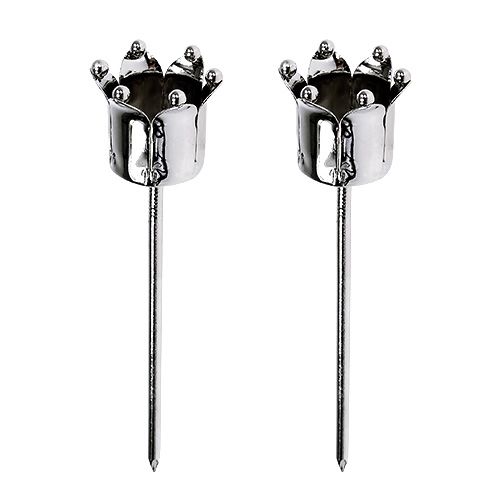 Floristik24 Candlestick crown silver Ø3cm H12.5cm 4pcs