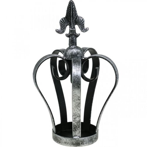 Product Deco crown antique silver look metal Ø12cm H20cm