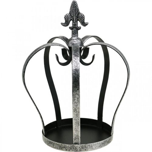 Floristik24 Deco crown antique silver look metal Ø18cm H26cm