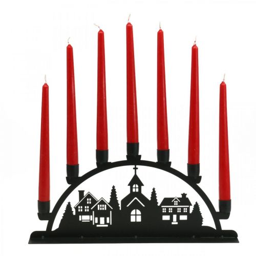 Floristik24 Candle arch candle arch black metal 40x6cm H18.5cm