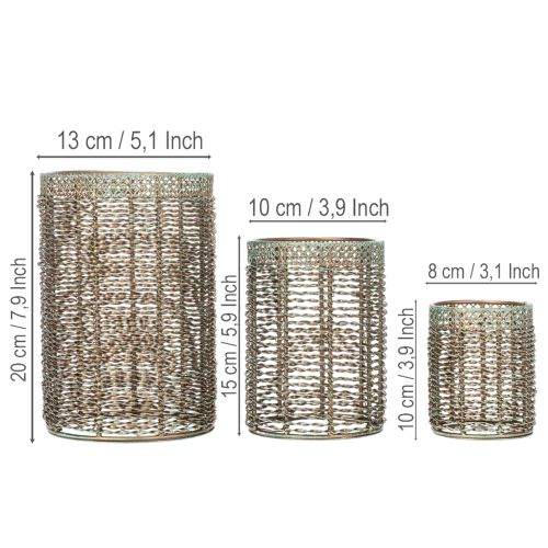 Candle holder metal tealight holder Ø8/10/13cm set of 3 | Floristik24.co.uk