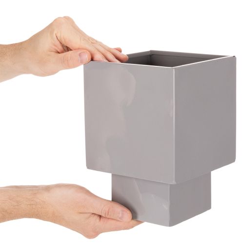 Grey Metal Cube Planter with Base 22cm for Indoor Decoration | Floristik24.co.uk