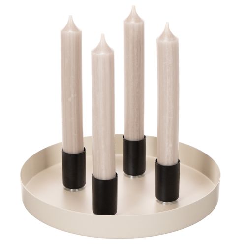 Round magnetic candle holder, matte black, for 25mm taper candles, 4 pieces | Floristik24.co.uk