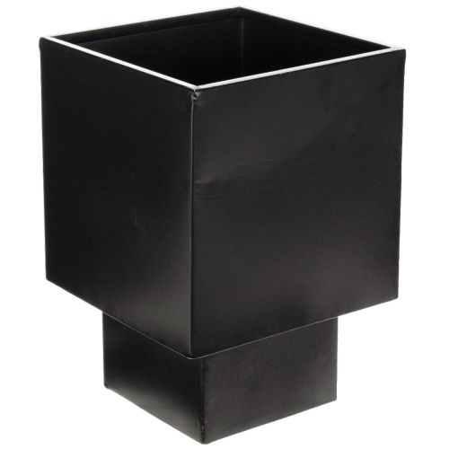 Black Metal Plant Pot Cube with Base 22cm