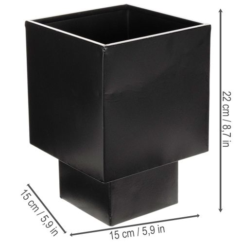 Black Metal Plant Pot Cube with Base 22cm | Floristik24.co.uk