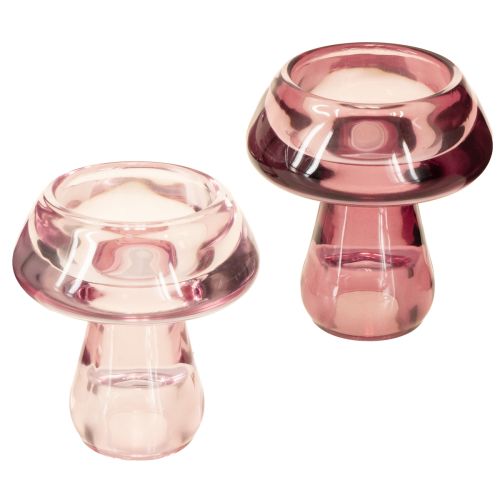 Candle holder mushroom tealight holder glass berry Ø6.5cm H7cm 2pcs