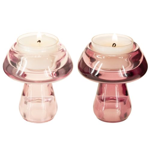 Product Candle holder mushroom tealight holder glass berry Ø6.5cm H7cm 2pcs