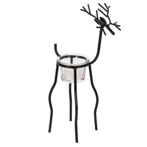 Candle Holder Reindeer Black Metal with Removable Tealight Glass 28cm buy online | Floristik24.co.uk