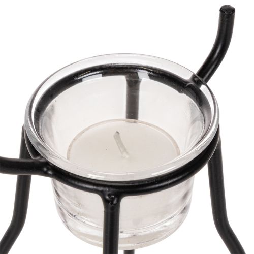 Candle Holder Reindeer Black Metal with Removable Tealight Glass 28cm | Floristik24.co.uk