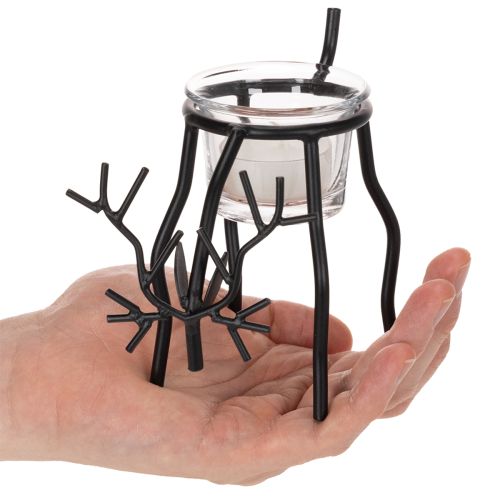 Reindeer candle holder with tealight glass, 15cm | Floristik24.co.uk