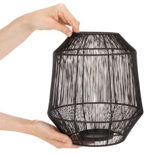 Black Decorative Lantern Wire Basket Modern style Ø24cm H28cm | Floristik24.co.uk