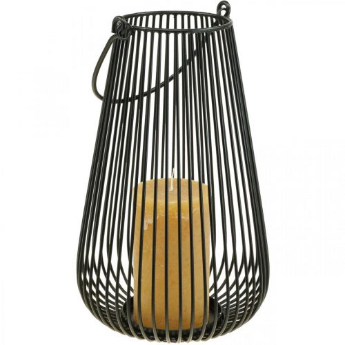 Product Candle holder black decorative lantern with handle Ø22cm H34cm