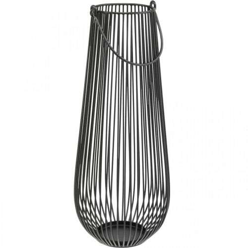 Candle holder black decorative lantern with handle Ø22cm H52cm