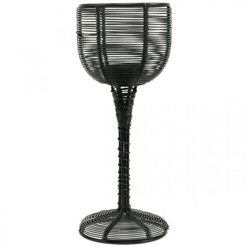 Product Tea light holder metal black decorative wine glass Ø13cm H31.5cm