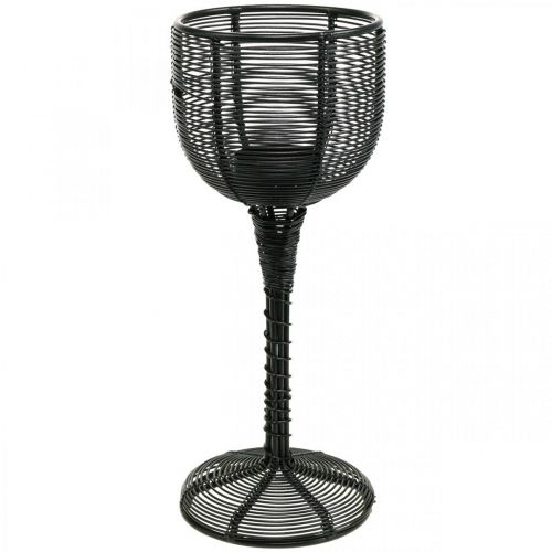 Product Tea light holder metal black decorative wine glass Ø13cm H31.5cm