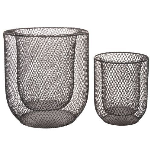 Modern candleholder Black metal basket Ø28.5/18cm Set of 2 | Floristik24.co.uk