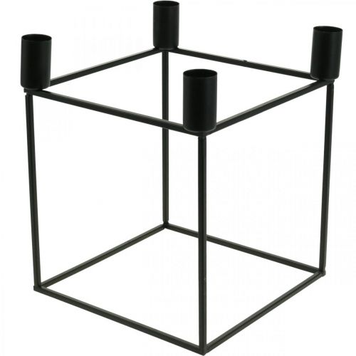 Floristik24 Candlestick Black Cube Metal Stick Candlestick 18cm