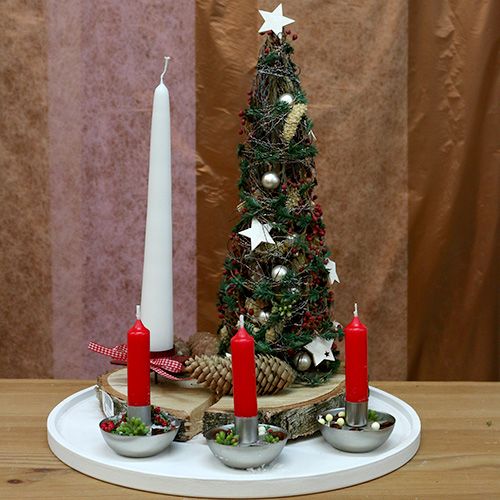 Floristik24 Candlestick for taper candle silver Ø8cm H5cm