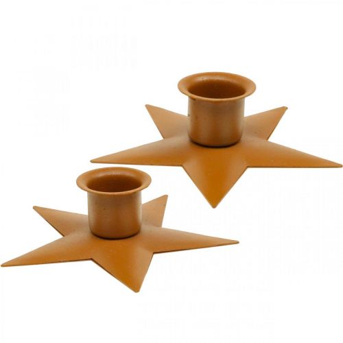 Floristik24 Candlestick candles Advent star brown Ø9.5cm 4pcs