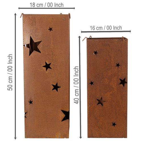 Product Christmas candle holders, rustic finish, 40/50cm high, set of 2