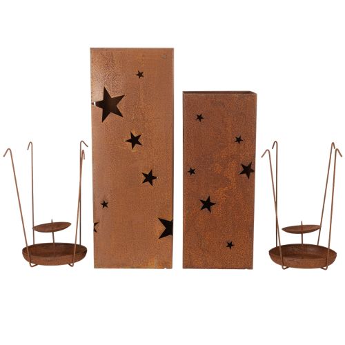 Product Christmas candle holders, rustic finish, 40/50cm high, set of 2