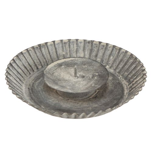 Product Candle holder as baking pan candle plate grey Ø15cm H3cm 4pcs