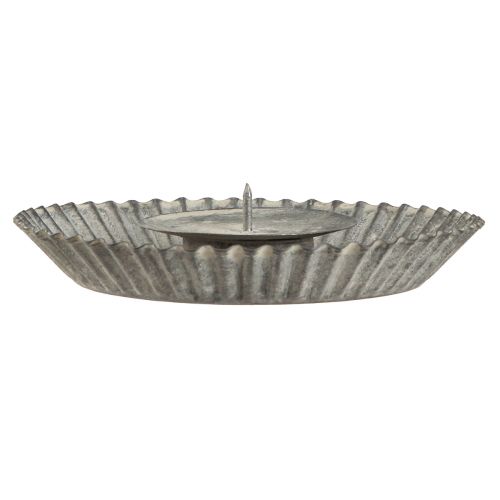Product Candle holder as baking pan candle plate grey Ø15cm H3cm 4pcs