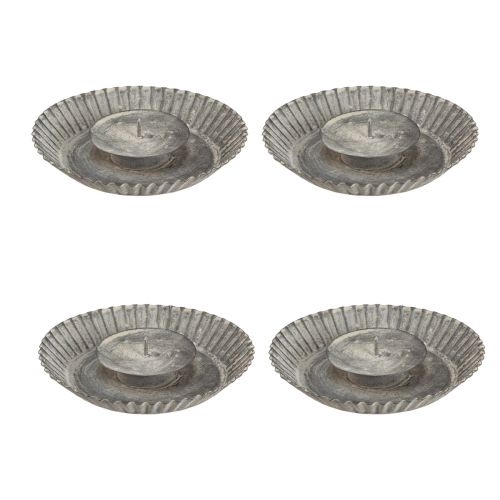 Product Candle holder as baking pan candle plate grey Ø15cm H3cm 4pcs