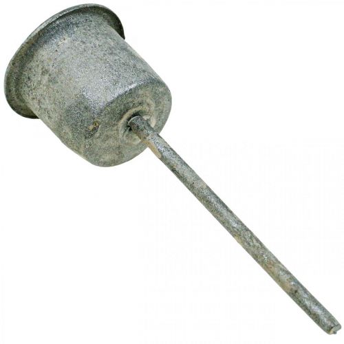 Product Candle holder for sticking Shabby Chic Grey Ø3cm H8.5cm 8 pcs
