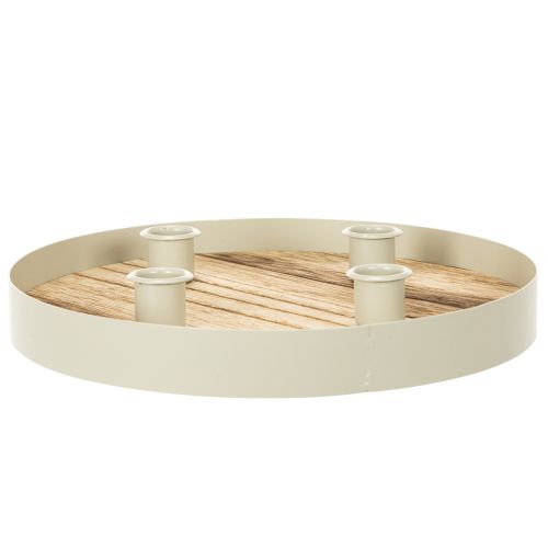 Candle Holder for Four Taper Candles Round Wooden Tray 25cm | Floristik24.co.uk
