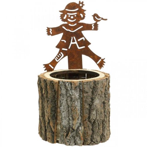 Product Flower pot wood planter wood look rust scarecrow H24.5cm