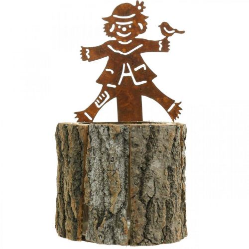 Product Flower pot wood planter wood look rust scarecrow H24.5cm